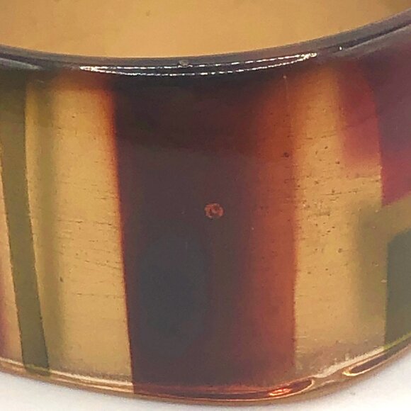 Chunky Striped Lucite Style Square Bangle Bracelet Amber Gold Burgundy Green - Picture 9 of 14